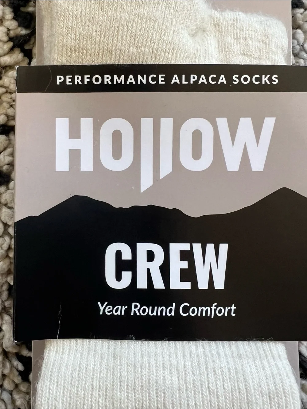 Hollow Alpaca Socks Crew White Unisex Adult Size Medium